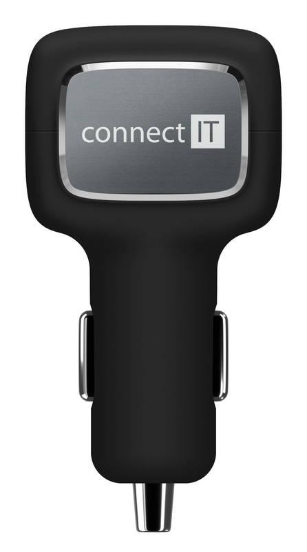 Adaptér do auta Connect IT InCarz, 2x USB , 1x USB-C , s funkcí rychlonabíjení QC 3.0 černý