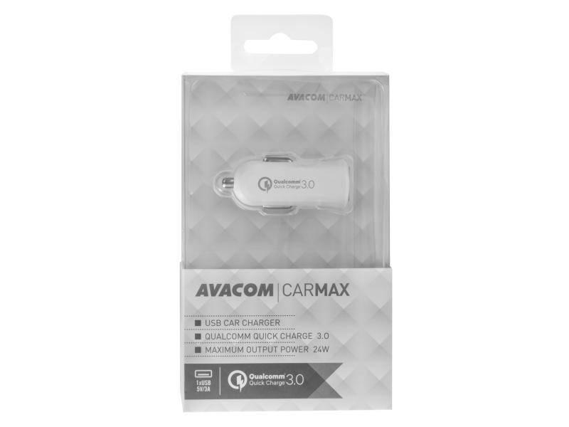 Autonabíječka Avacom CarMAX, 1x USB , s funkcí rychlonabíjení QC 3.0 bílý