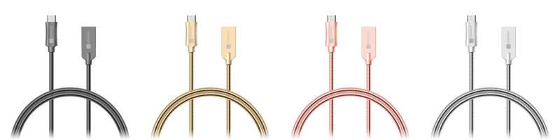 Kabel Connect IT Wirez Steel Knight USB micro USB, ocelový, opletený, 1m růžový zlatý