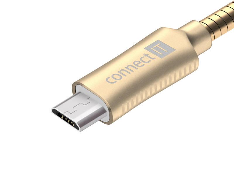 Kabel Connect IT Wirez Steel Knight USB micro USB, ocelový, opletený, 1m zlatý, Kabel, Connect, IT, Wirez, Steel, Knight, USB, micro, USB, ocelový, opletený, 1m, zlatý