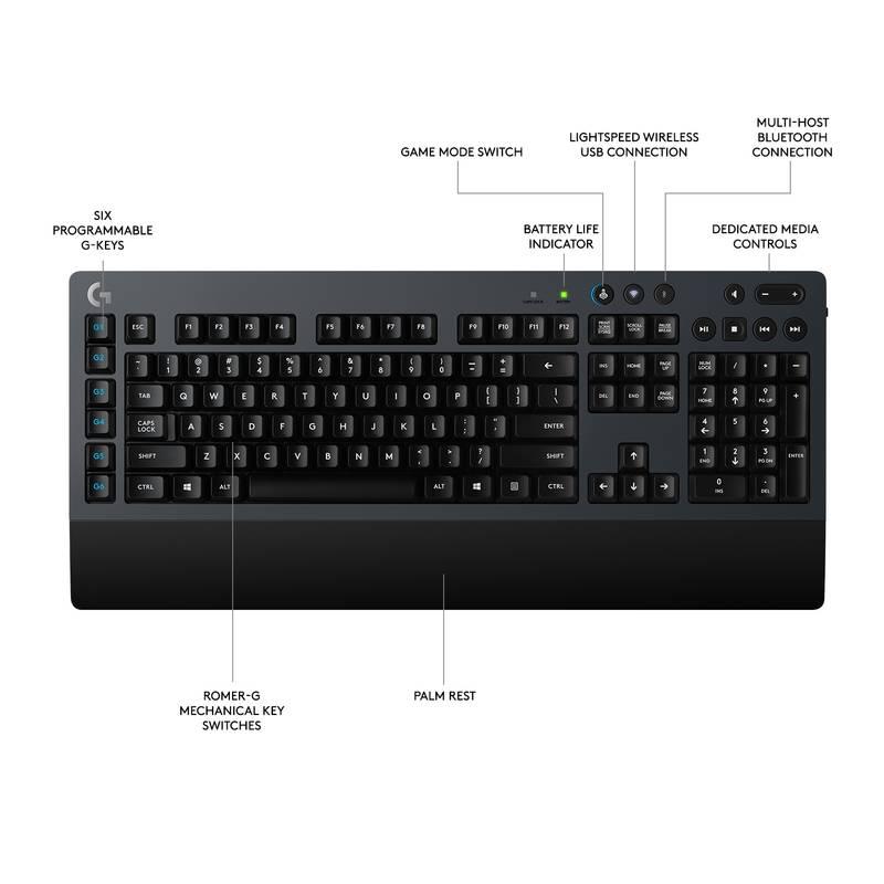 Klávesnice Logitech Gaming G613, US šedá