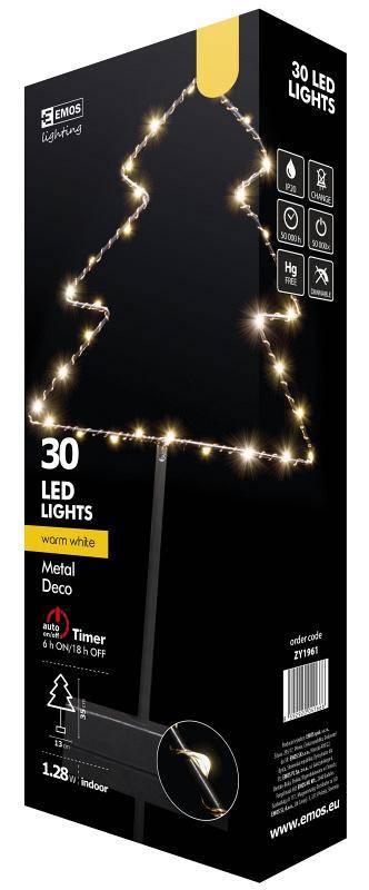 LED dekorace EMOS stromek, 3xAA, teplá bílá, časovač