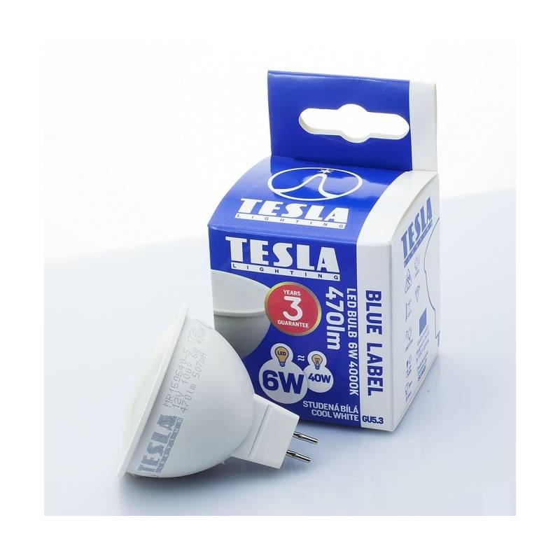 Žárovka LED Tesla bodová, 6W, GU5.3, studená bílá