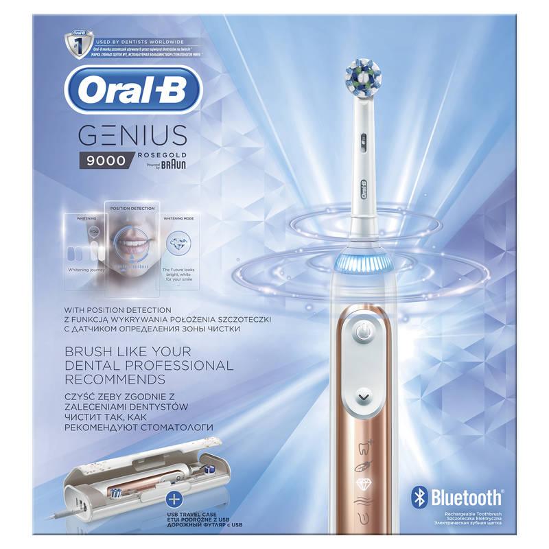 Zubní kartáček Oral-B Genius 9000 Rose Gold bílý zlatý