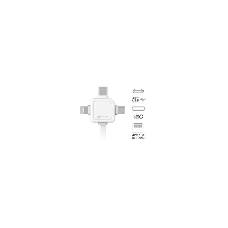 Kabel Powercube USB micro USB Lightning USB-C, 1,5m bílý