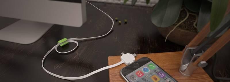 Kabel Powercube USB micro USB Lightning USB-C, 1,5m bílý