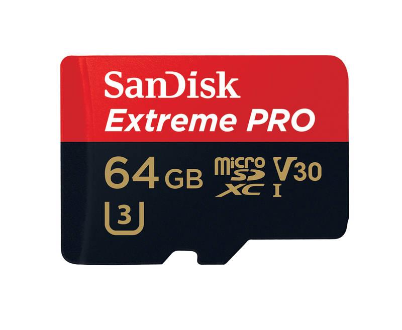 Paměťová karta Sandisk Micro SDXC Extreme Pro 64GB UHS-I U3 adapter černá