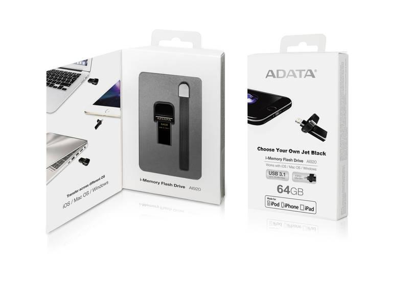 USB Flash ADATA AI920 i-Memory 64GB Lightning USB 3.1 černý