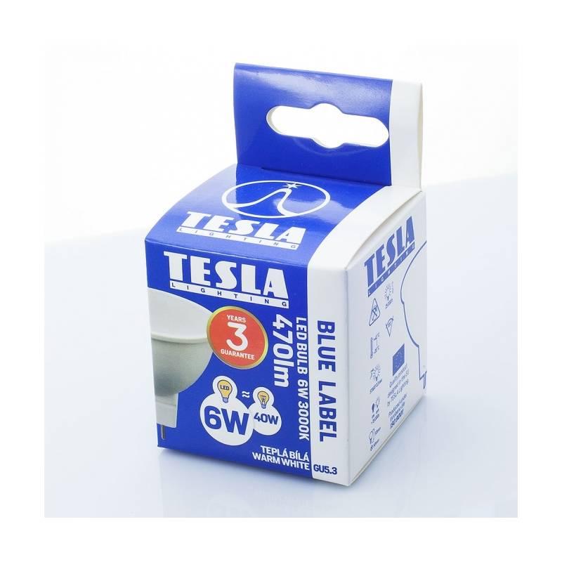 Žárovka LED Tesla bodová, 6W, GU5.3, teplá bílá