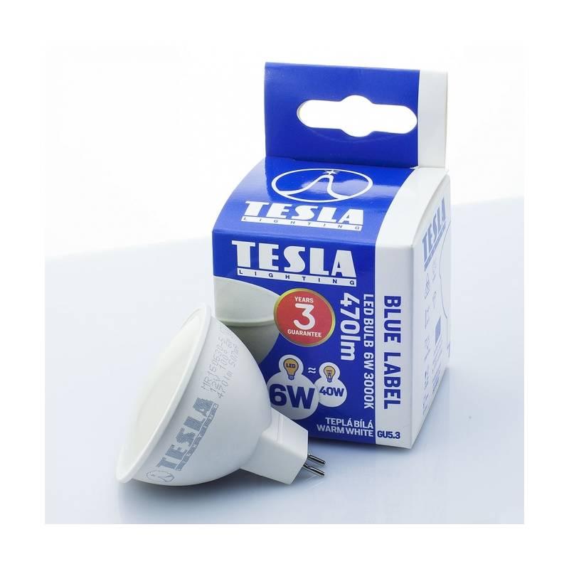 Žárovka LED Tesla bodová, 6W, GU5.3, teplá bílá
