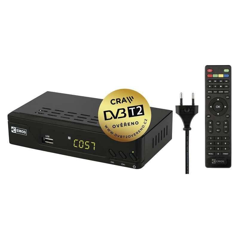 DVB-T2 přijímač EMOS EM170 HD černý, DVB-T2, přijímač, EMOS, EM170, HD, černý