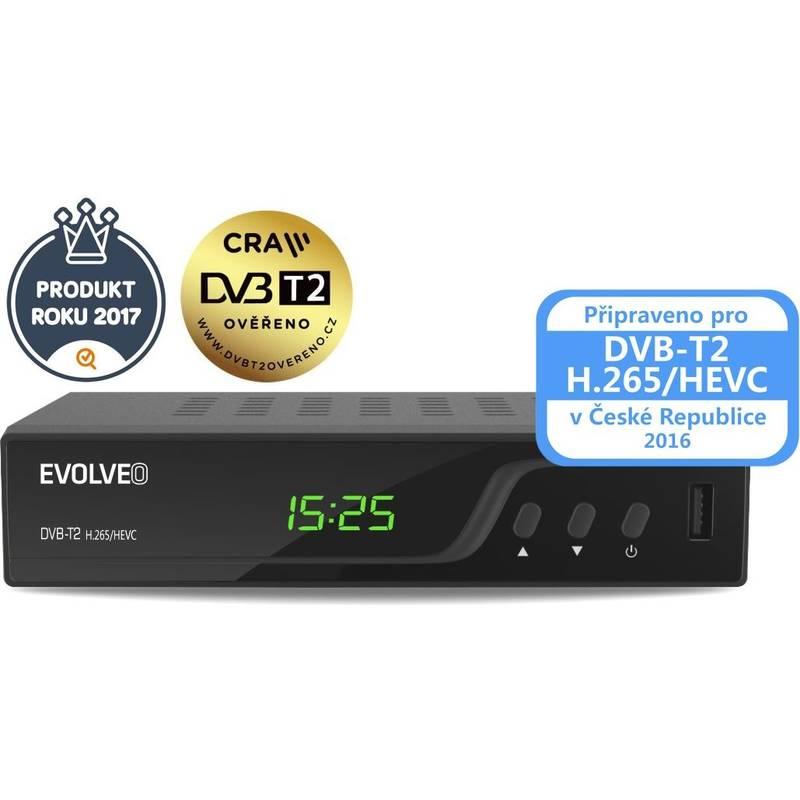 DVB-T2 přijímač Evolveo Omega T2 černý, DVB-T2, přijímač, Evolveo, Omega, T2, černý