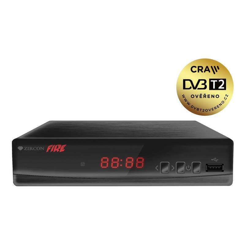 DVB-T2 přijímač Zircon FIRE s DVB-T2 s HEVC černý