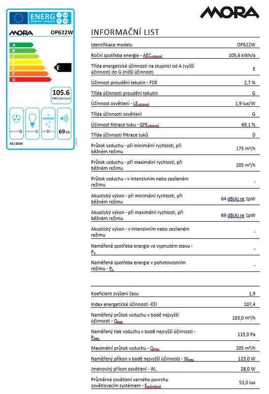 Odsavač par Mora OP 622 W bílý