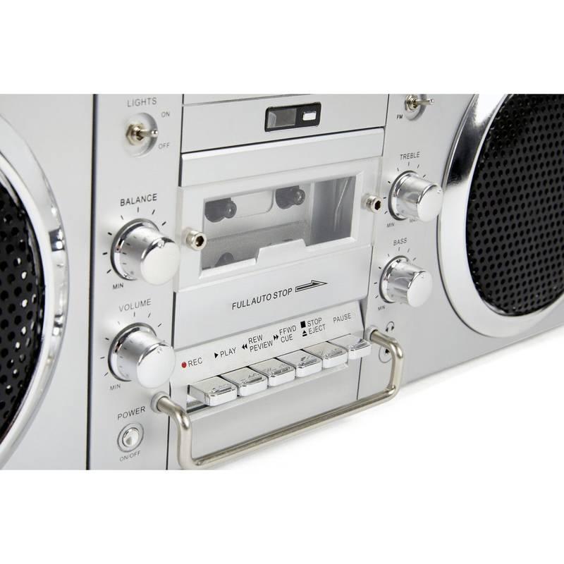 Radiomagnetofon s CD GPO Brooklyn stříbrný