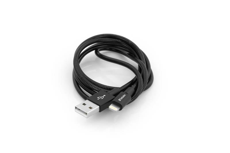 Kabel Verbatim Sync & Charge USB Lightning, 1m, MFi, nerezová ocel černý