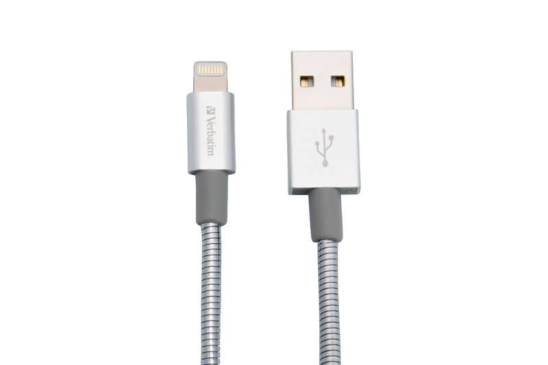 Kabel Verbatim Sync & Charge USB Lightning, 30cm, MFi, nerezová ocel stříbrný