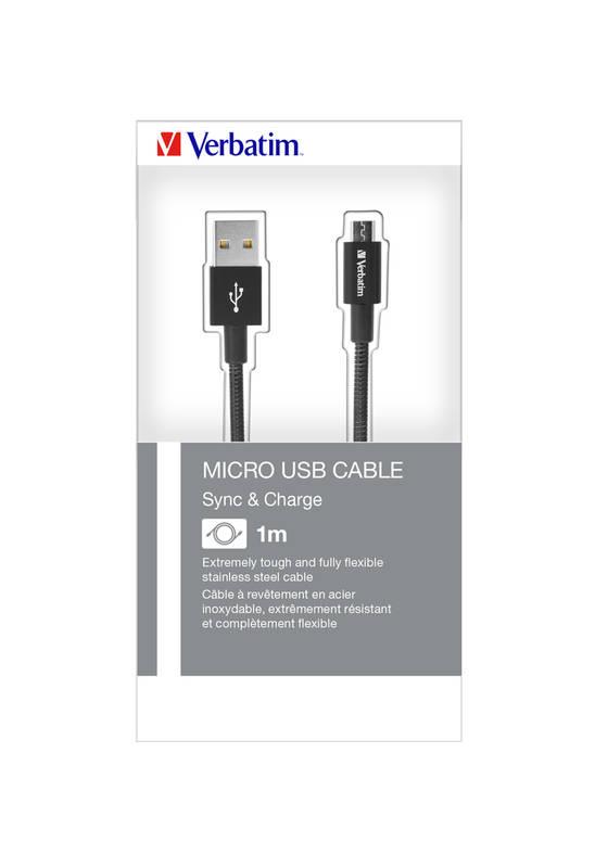 Kabel Verbatim Sync & Charge USB micro USB, 1m, nerezová ocel černý