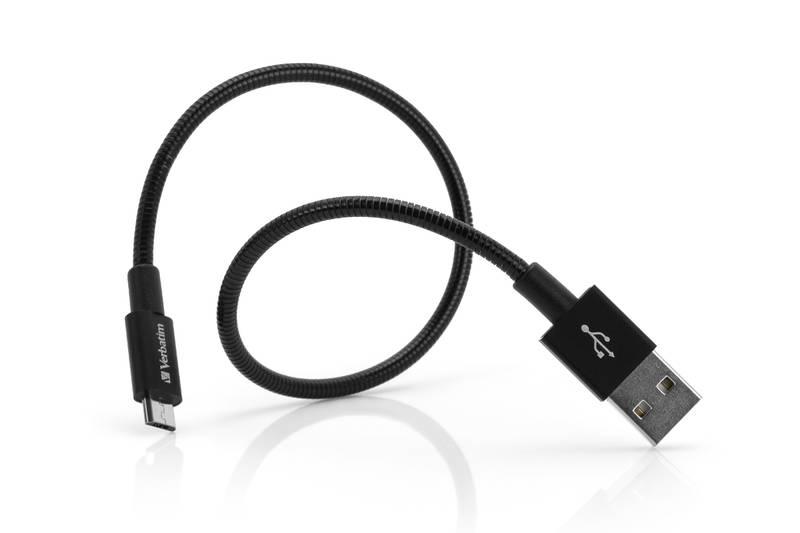 Kabel Verbatim Sync & Charge USB micro USB, 30cm, nerezová ocel černý