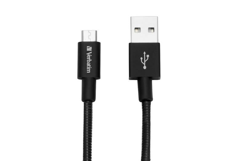 Kabel Verbatim Sync & Charge USB micro USB, 30cm, nerezová ocel černý