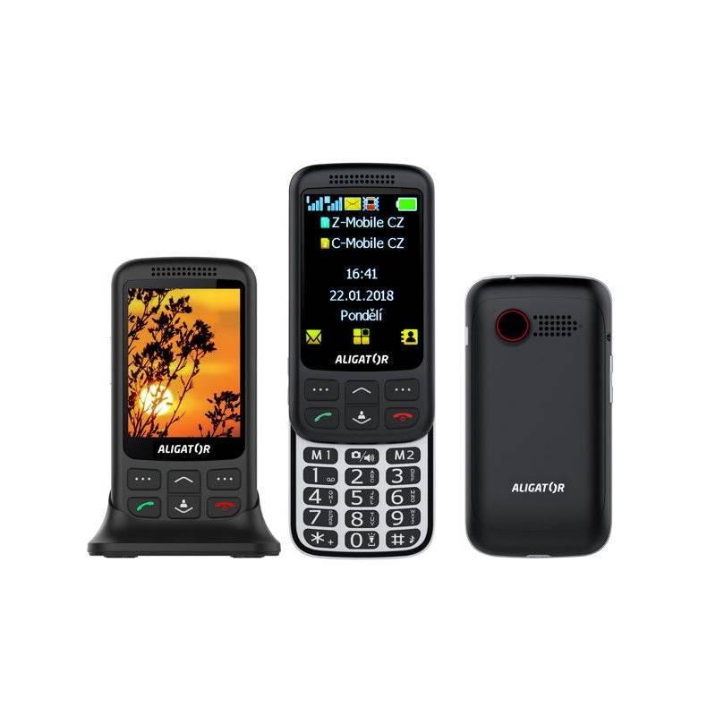 Mobilní telefon Aligator VS 900 Senior Dual SIM černý stříbrný
