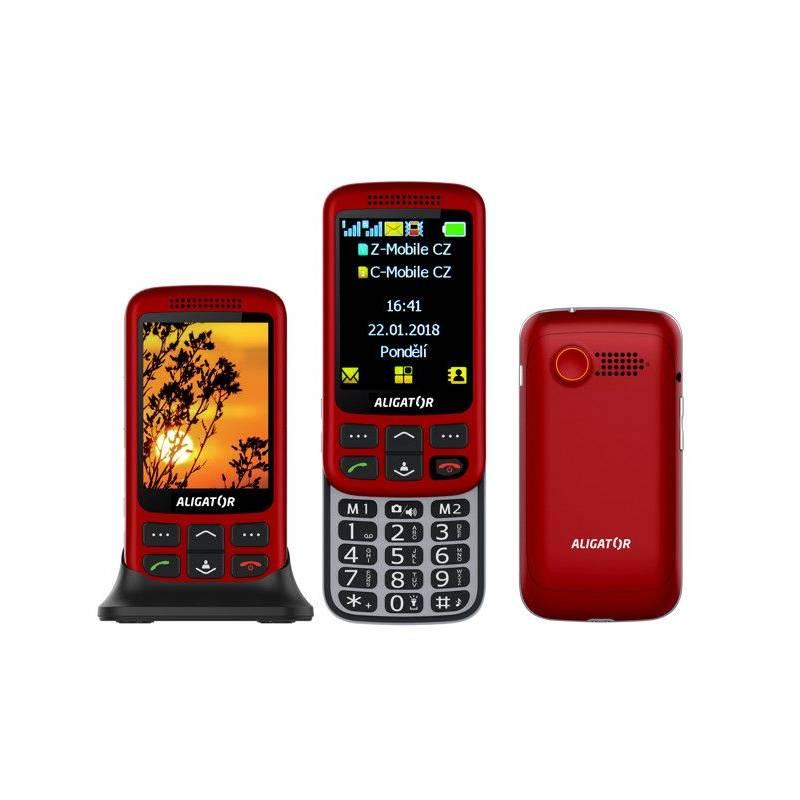Mobilní telefon Aligator VS 900 Senior Dual SIM stříbrný červený