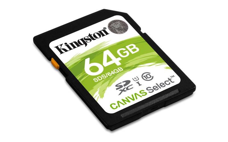 Paměťová karta Kingston Canvas Select SDXC 64GB UHS-I U1, Paměťová, karta, Kingston, Canvas, Select, SDXC, 64GB, UHS-I, U1