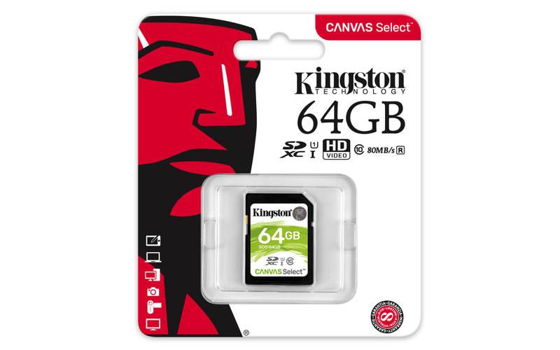 Paměťová karta Kingston Canvas Select SDXC 64GB UHS-I U1, Paměťová, karta, Kingston, Canvas, Select, SDXC, 64GB, UHS-I, U1