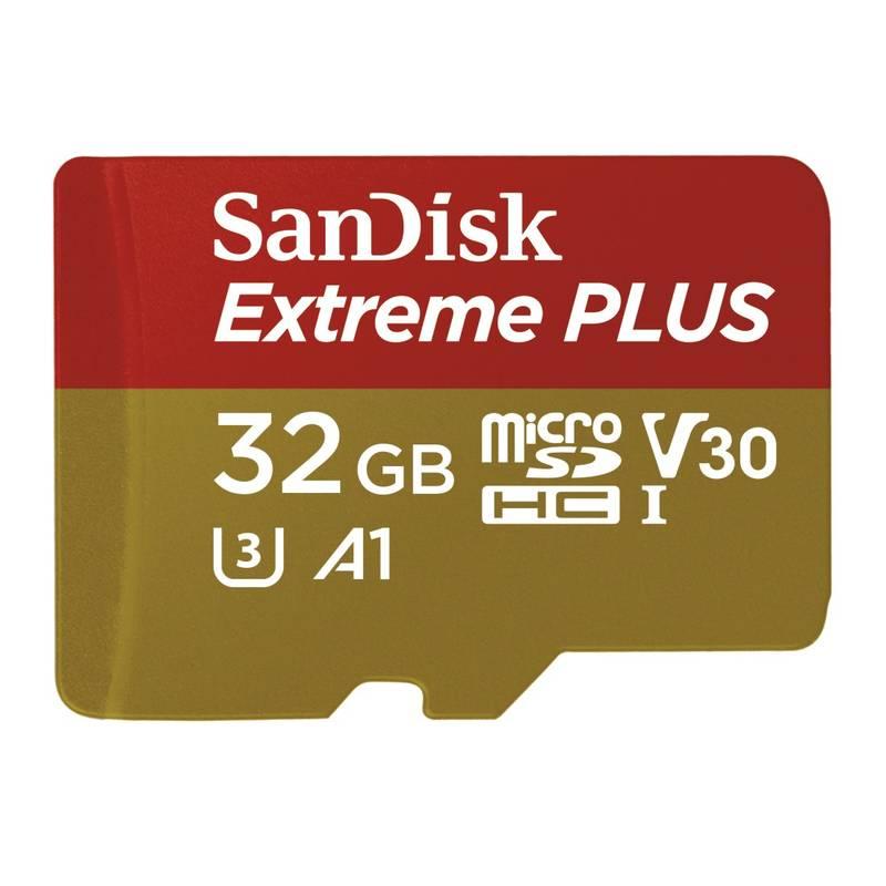 Paměťová karta Sandisk Micro SDHC Extreme Plus 32GB UHS-I U3 adapter černá, Paměťová, karta, Sandisk, Micro, SDHC, Extreme, Plus, 32GB, UHS-I, U3, adapter, černá