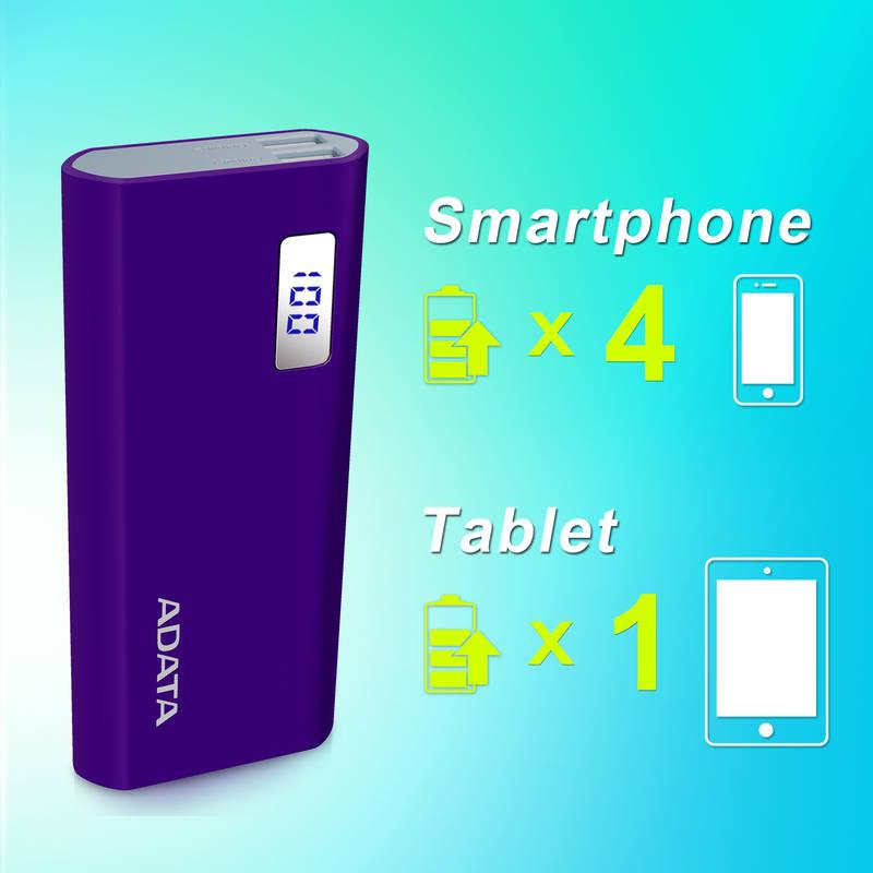 Powerbank ADATA P12500D 12500mAh fialová