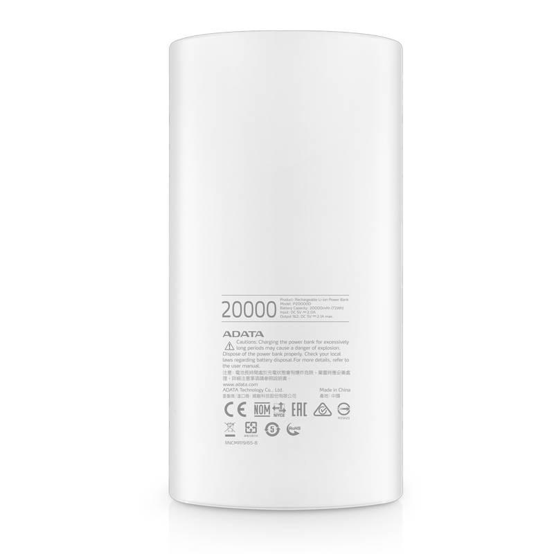 Powerbank ADATA P20000D 20000mAh bílá