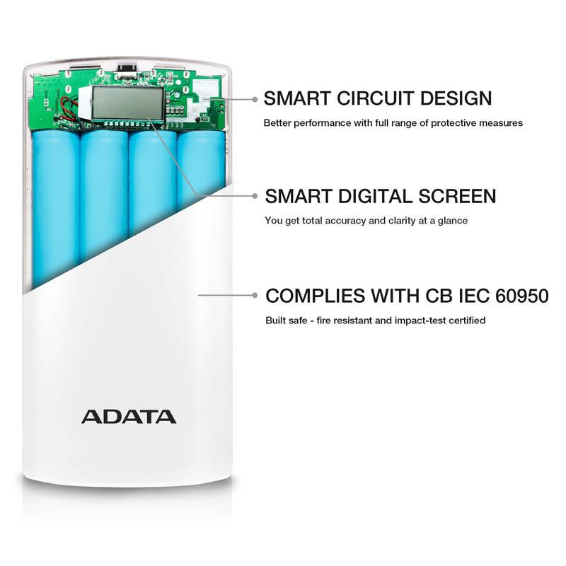 Powerbank ADATA P20000D 20000mAh bílá