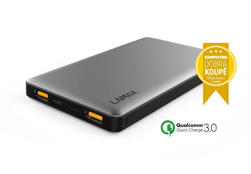 Powerbank LAMAX 10 000 mAh Quick Charge šedá