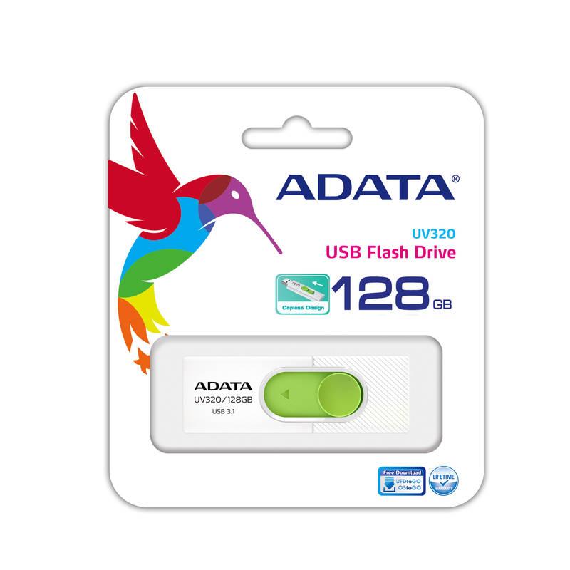 USB Flash ADATA UV320 128GB bílý zelený