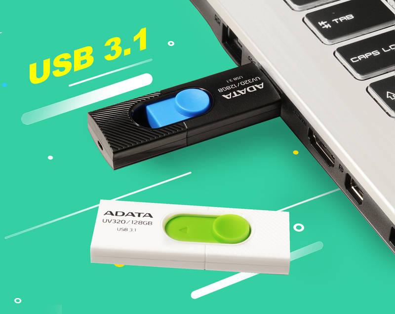 USB Flash ADATA UV320 128GB černý modrý, USB, Flash, ADATA, UV320, 128GB, černý, modrý