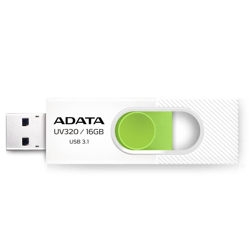 USB Flash ADATA UV320 16GB bílý zelený, USB, Flash, ADATA, UV320, 16GB, bílý, zelený
