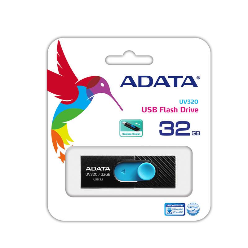 USB Flash ADATA UV320 32GB černý modrý, USB, Flash, ADATA, UV320, 32GB, černý, modrý
