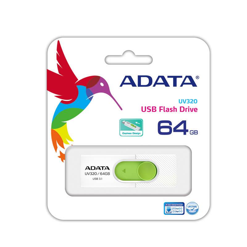 USB Flash ADATA UV320 64GB bílý zelený