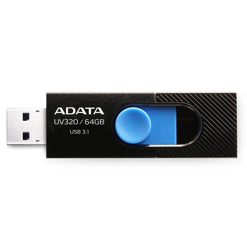 USB Flash ADATA UV320 64GB černý modrý, USB, Flash, ADATA, UV320, 64GB, černý, modrý