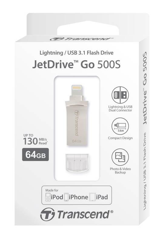 USB Flash Transcend JetDrive Go 500 64GB zlatý, USB, Flash, Transcend, JetDrive, Go, 500, 64GB, zlatý