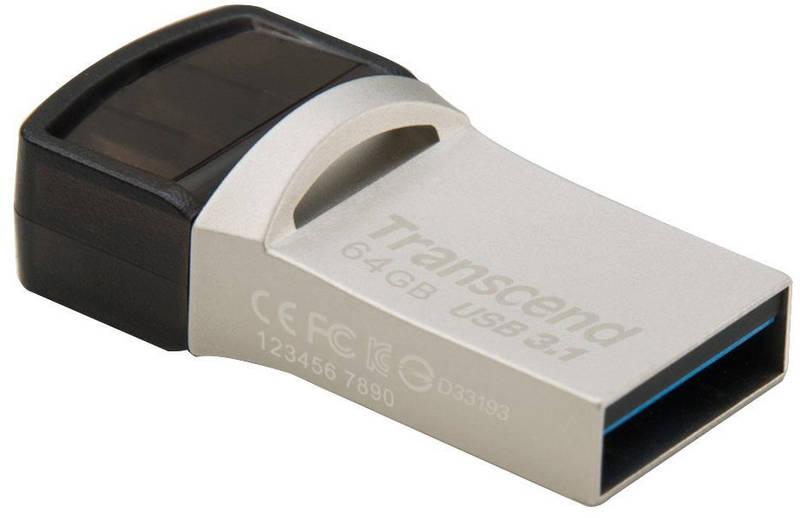 USB Flash Transcend JetFlash 890 64GB stříbrná