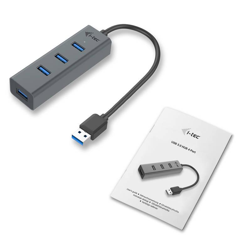 USB Hub i-tec Metal USB 3.0 4x USB 3.0 šedý, USB, Hub, i-tec, Metal, USB, 3.0, 4x, USB, 3.0, šedý