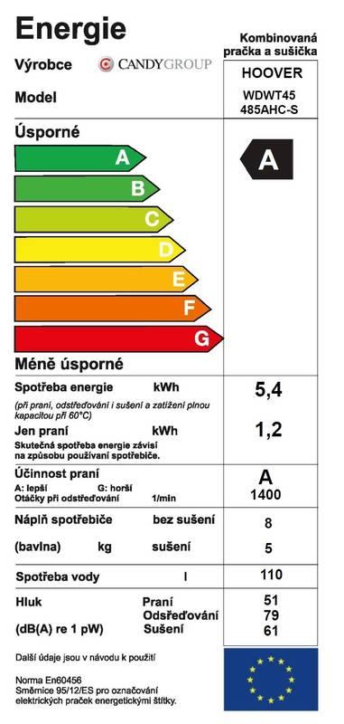 Automatická pračka se sušičkou Hoover WDWT45 485AHC-S bílá, Automatická, pračka, se, sušičkou, Hoover, WDWT45, 485AHC-S, bílá