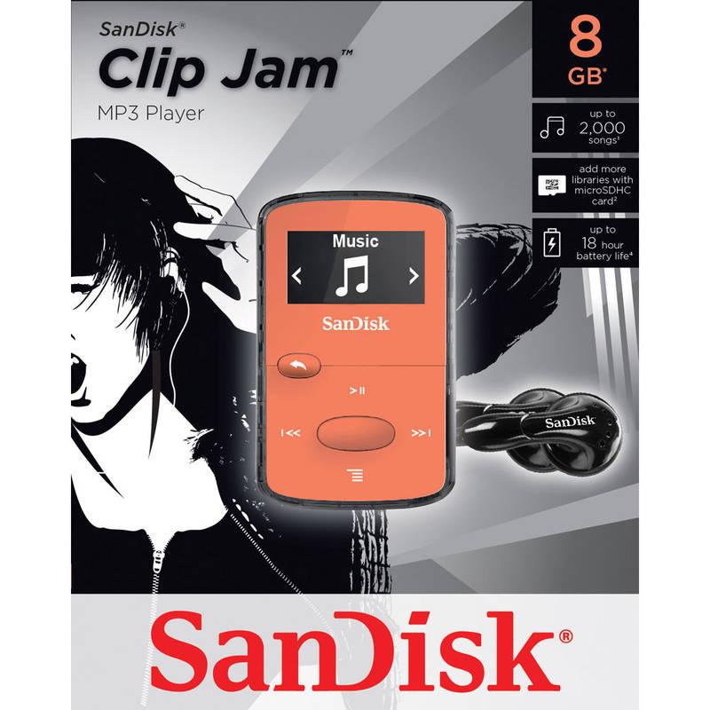 MP3 přehrávač Sandisk Sansa Clip JAM 8 GB oranžový