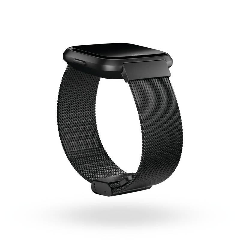 Náramek Fitbit pro Versa kovový- Mesh Black Stainless Steel