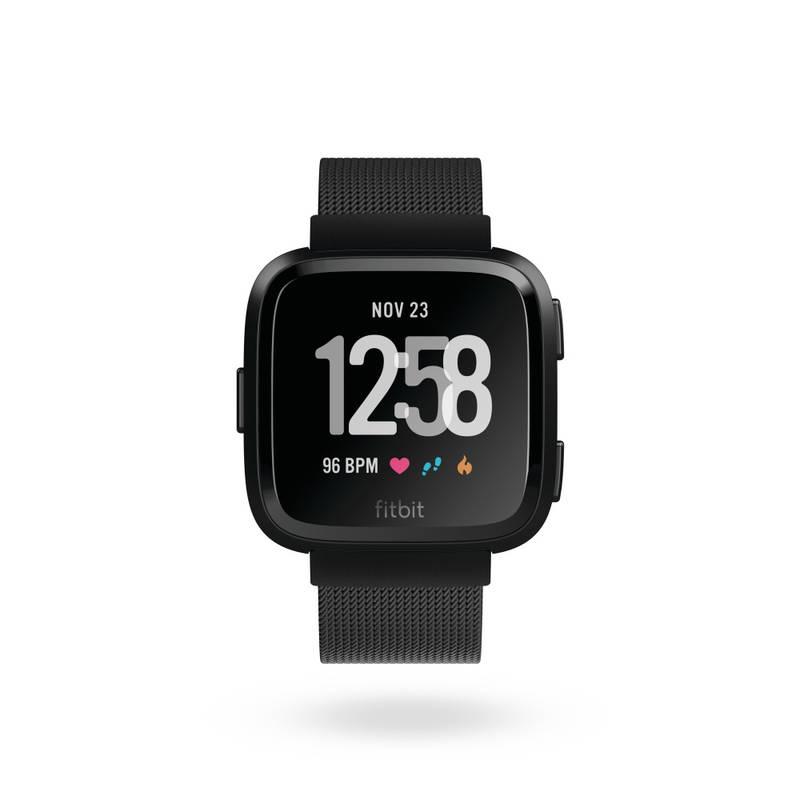 Náramek Fitbit pro Versa kovový- Mesh Black Stainless Steel