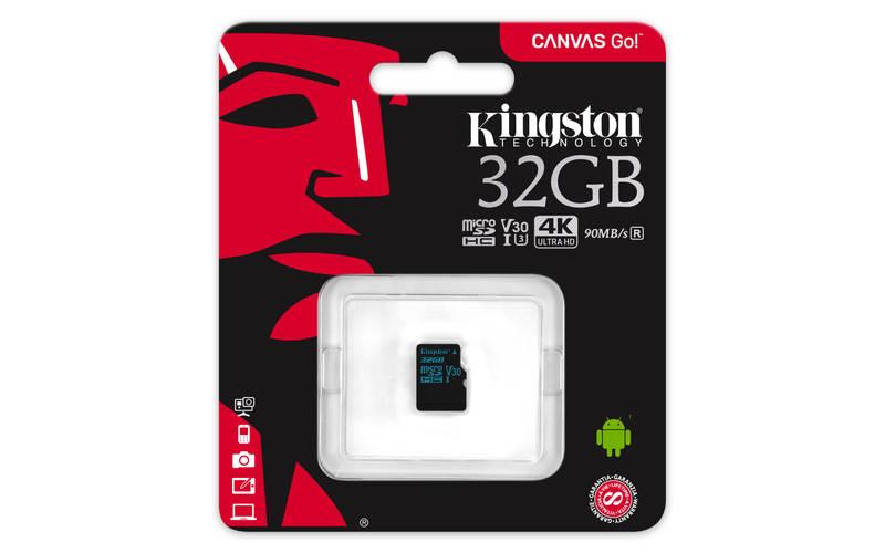 Paměťová karta Kingston Canvas Go! MicroSDHC 32GB UHS-I U3, Paměťová, karta, Kingston, Canvas, Go!, MicroSDHC, 32GB, UHS-I, U3