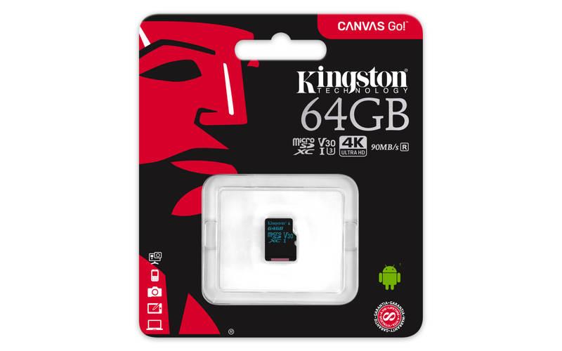 Paměťová karta Kingston Canvas Go! MicroSDXC 64GB UHS-I U3