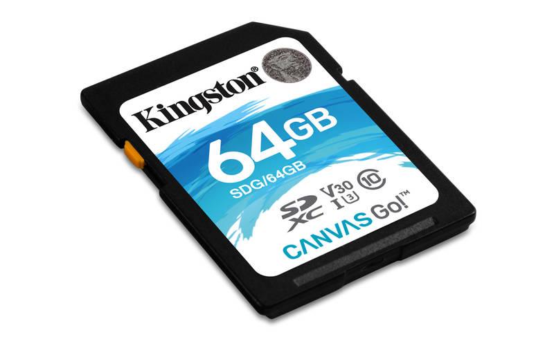 Paměťová karta Kingston Canvas Go! SDXC 64GB UHS-I U3, Paměťová, karta, Kingston, Canvas, Go!, SDXC, 64GB, UHS-I, U3
