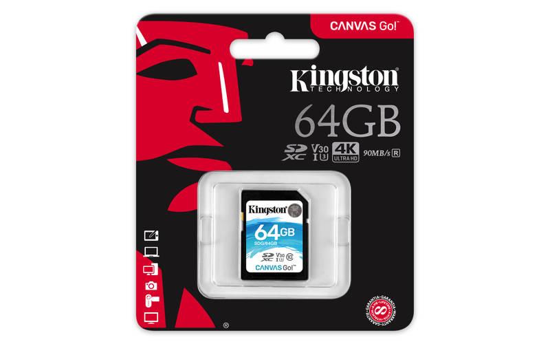 Paměťová karta Kingston Canvas Go! SDXC 64GB UHS-I U3, Paměťová, karta, Kingston, Canvas, Go!, SDXC, 64GB, UHS-I, U3
